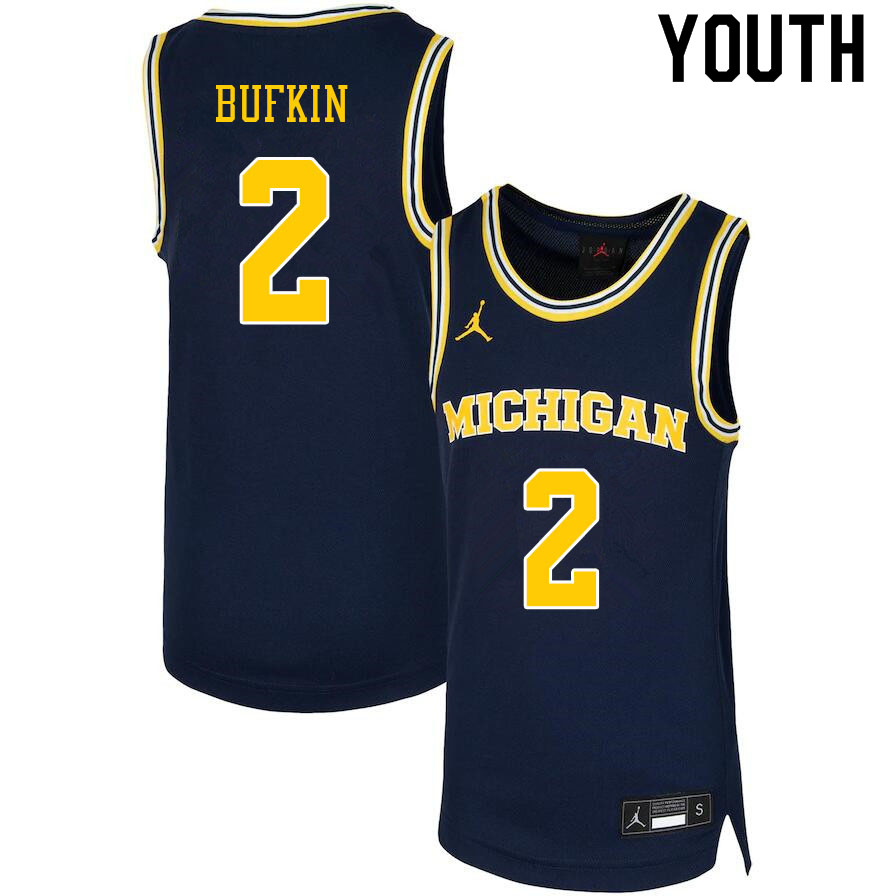 Youth #2 Kobe Bufkin Michigan Wolverines College Basketball Jerseys Sale-Navy - Click Image to Close